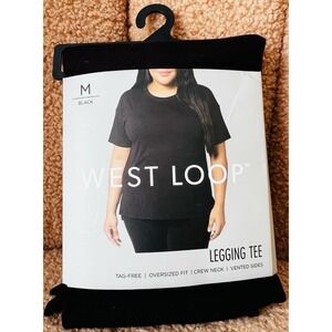 WOMEN'S West Loop Short Sleeve LEGGING TEE Size: M BLACK VENTED SIDES NIB